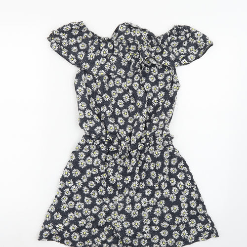 John Lewis Womens Grey Floral  Playsuit One-Piece Size 12