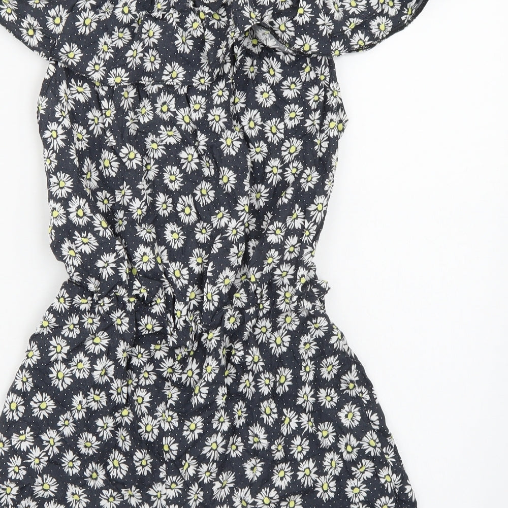 John Lewis Womens Grey Floral  Playsuit One-Piece Size 12