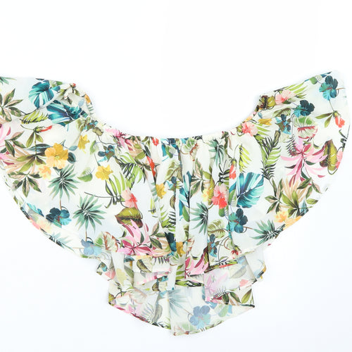 Bershka Womens White Floral  Basic Tank Size M