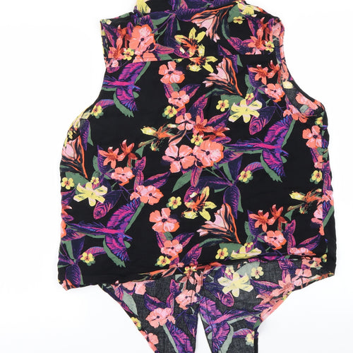 George Womens Black Floral  Basic Button-Up Size 16