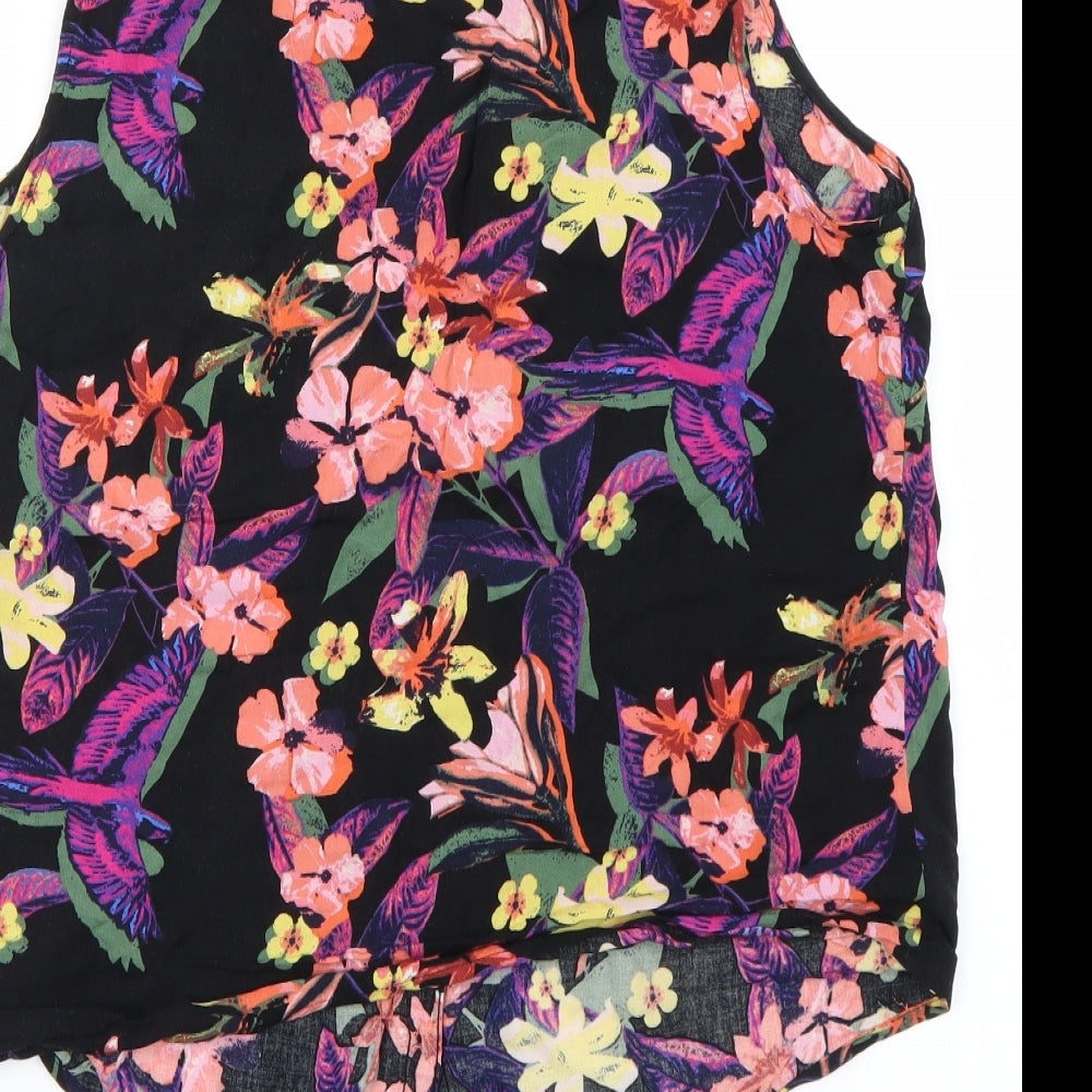 George Womens Black Floral  Basic Button-Up Size 16