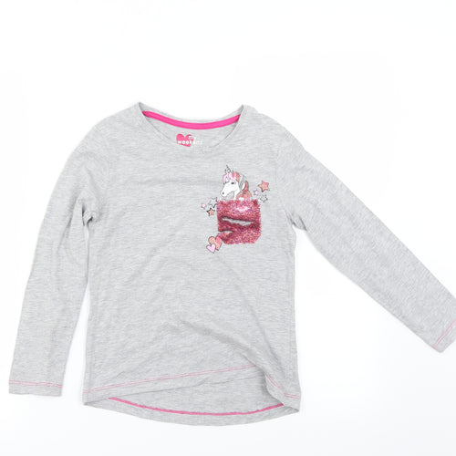 Preworn Girls Grey   Basic T-Shirt Size 8 Years