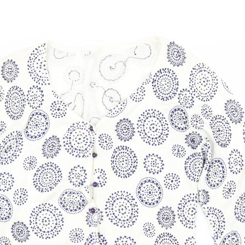 Preworn Womens White Floral  Cardigan Jumper Size 6