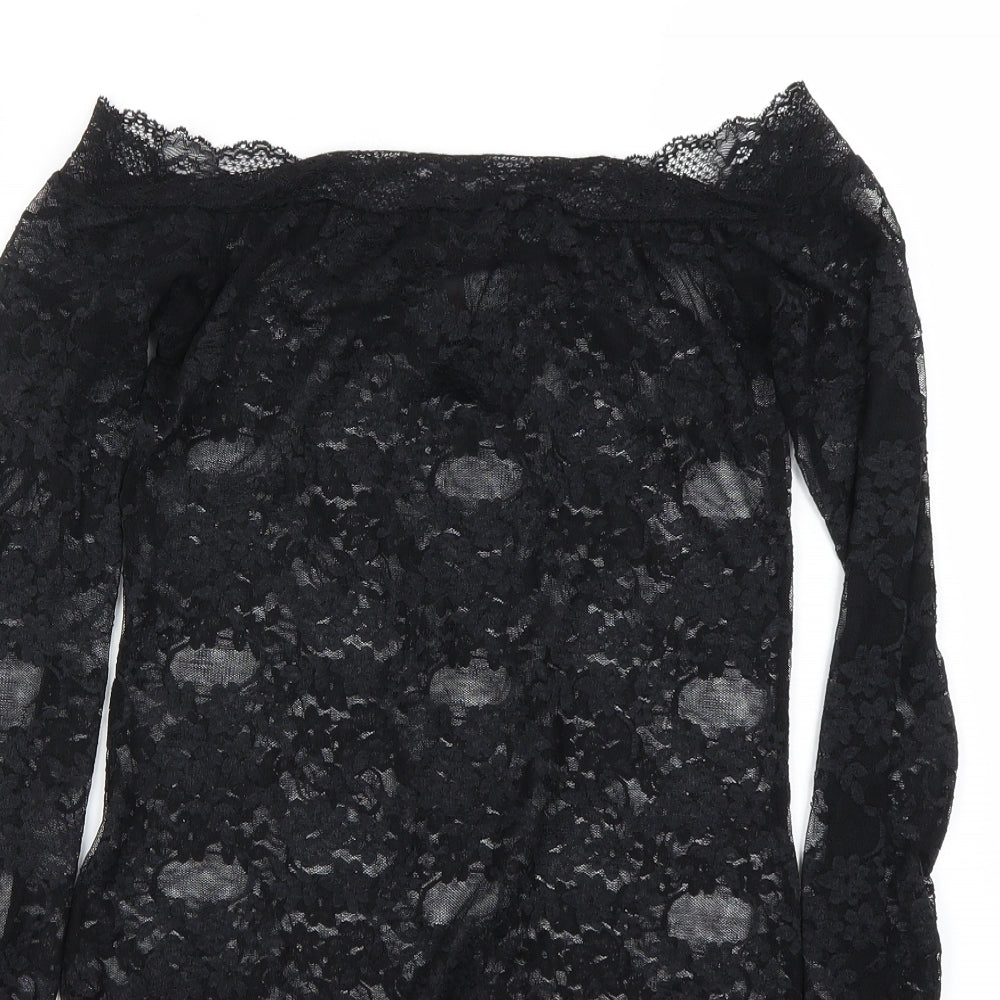 Ann Summers Womens Black Floral  Bodycon  Size S