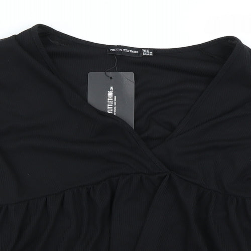 PRETTYLITTLETHING Womens Black   Basic Blouse Size 16