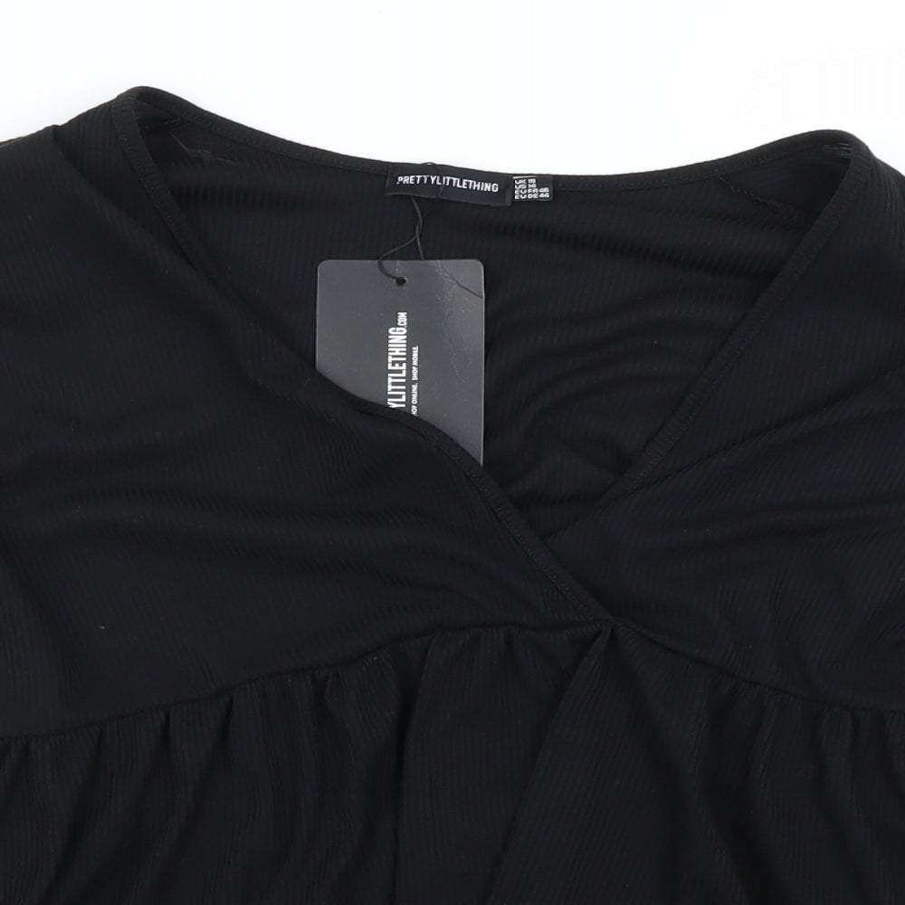 PRETTYLITTLETHING Womens Black   Basic Blouse Size 16