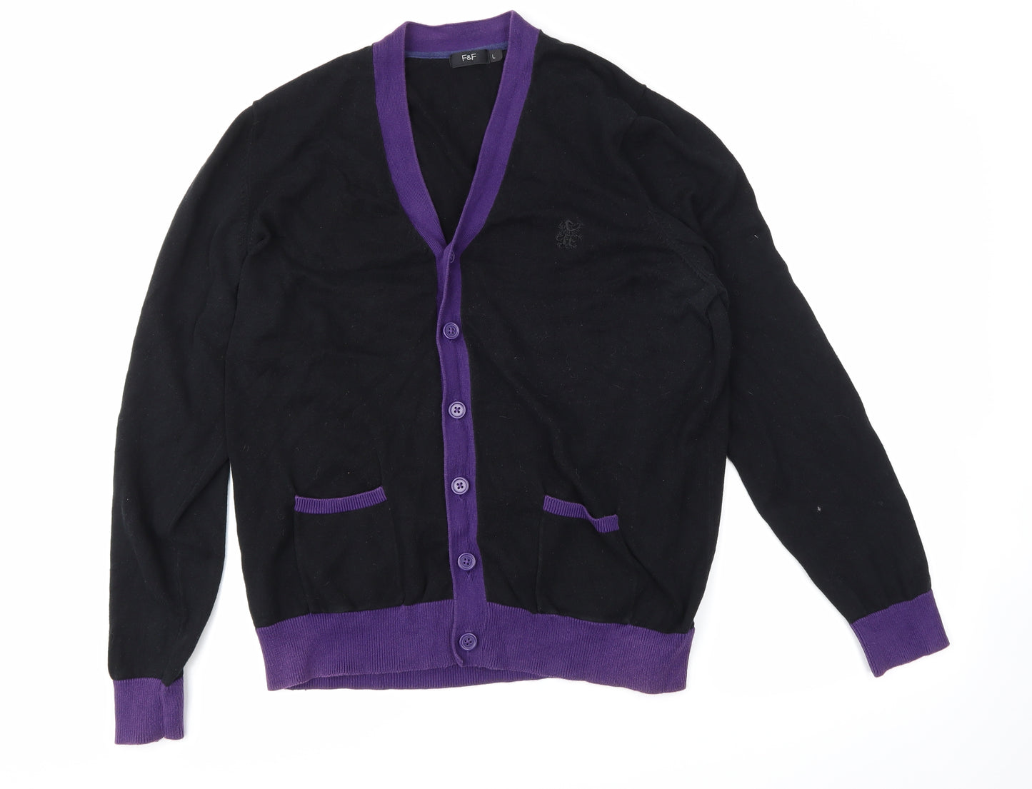 F&F Mens Black   Cardigan Jumper Size L