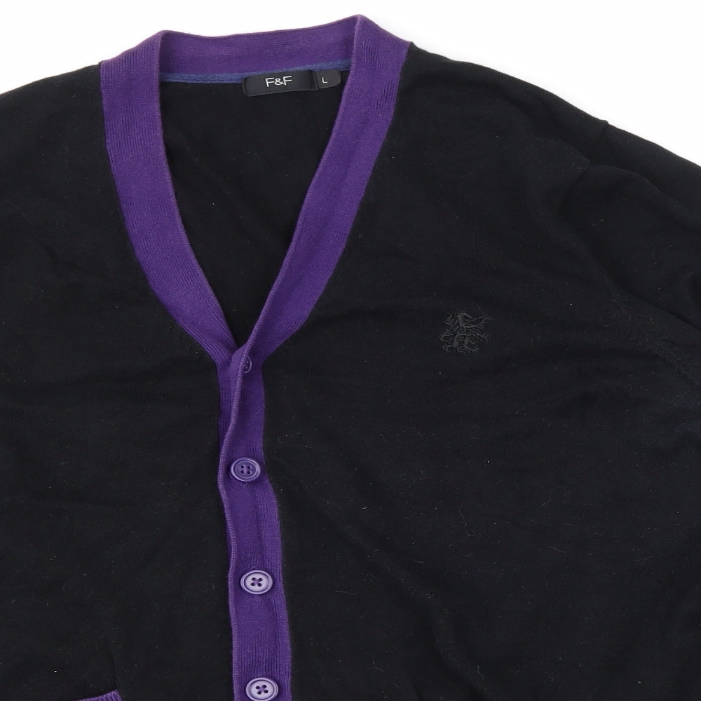 F&F Mens Black   Cardigan Jumper Size L