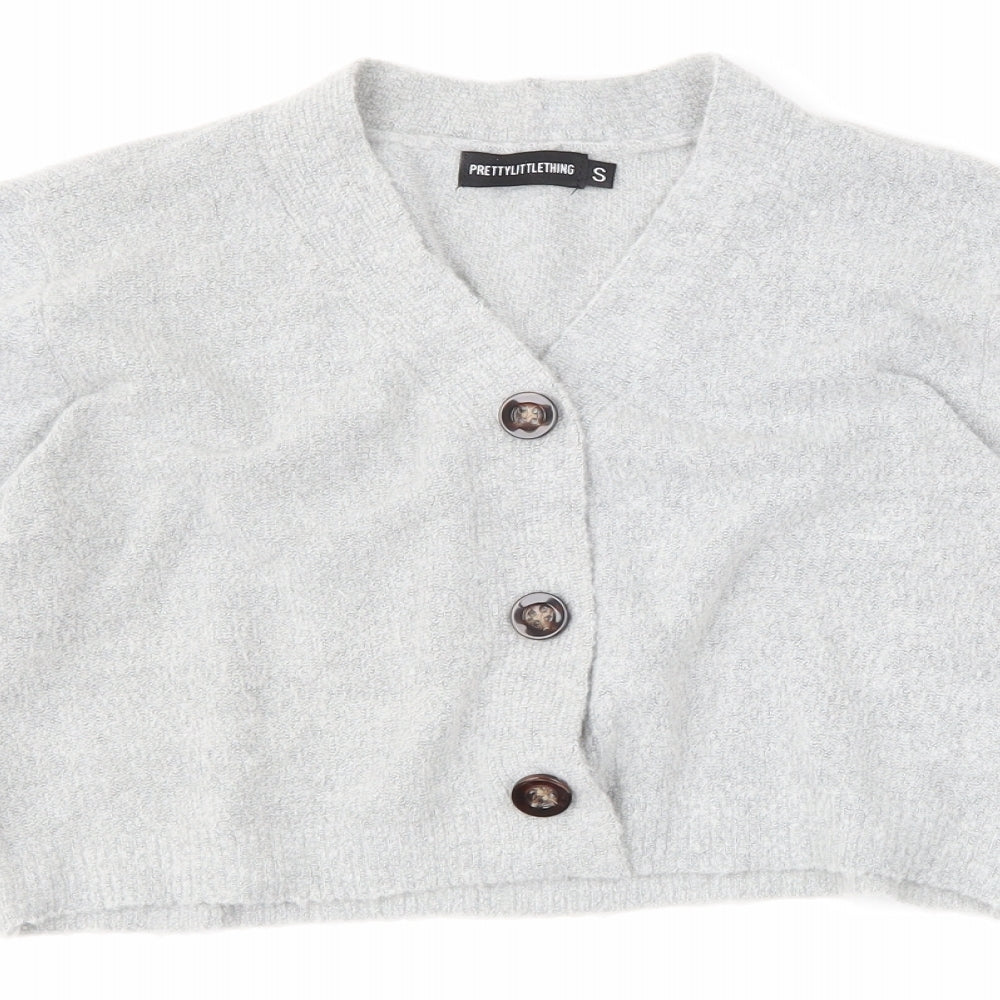 PRETTYLITTLETHING Womens Grey   Cardigan Jumper Size S