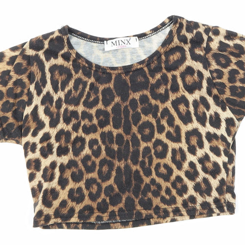 Minx London Girls Brown Animal Print  Basic Tank Size 9-10 Years