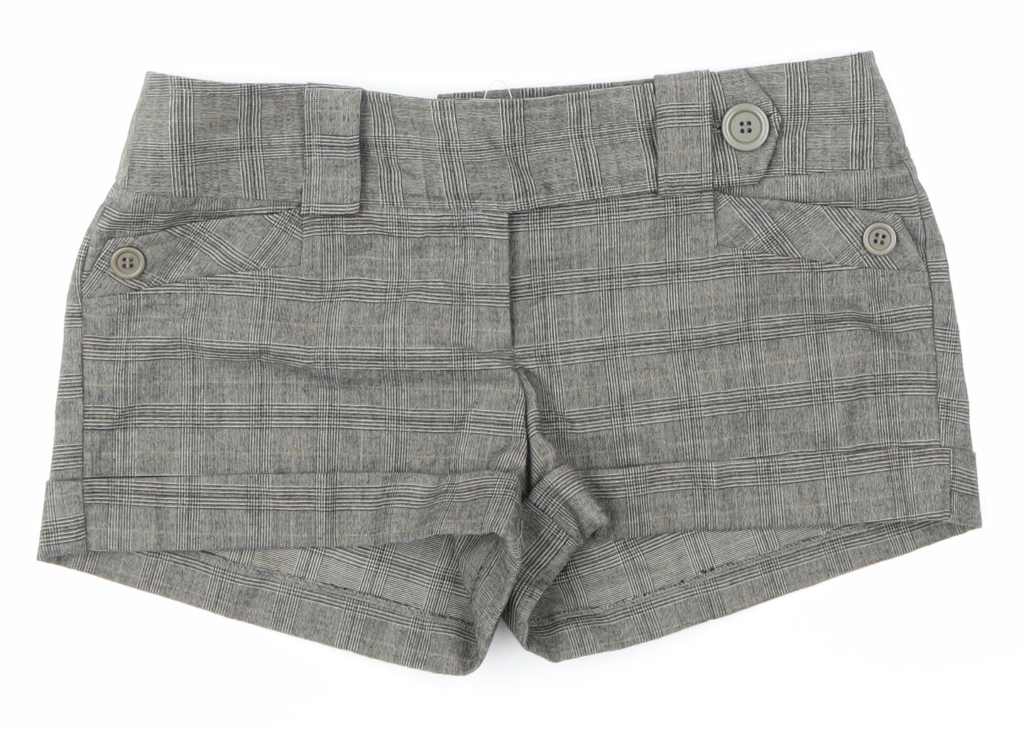 Select Womens Grey Check  Hot Pants Shorts Size 10