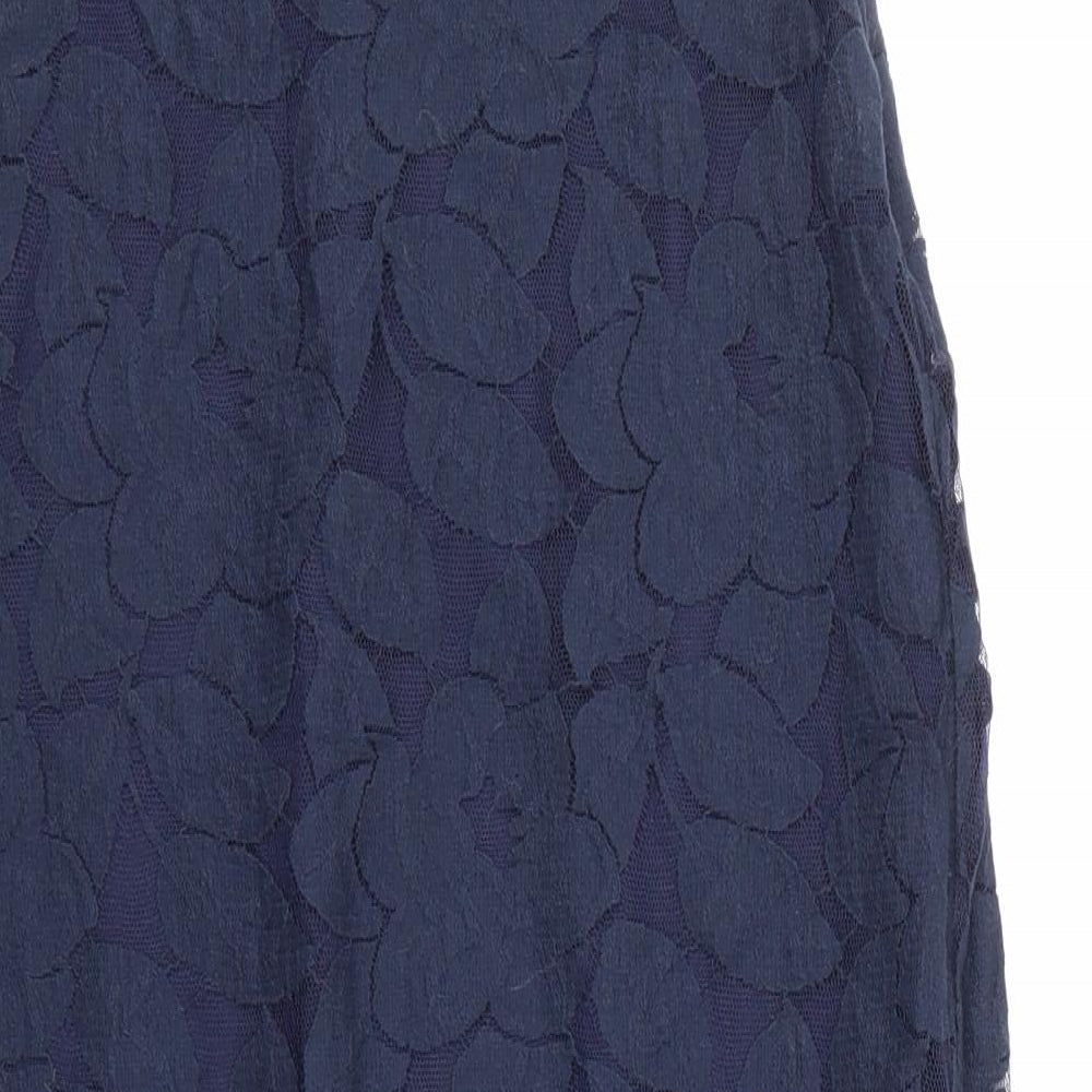 Ravi Famous Womens Blue  Lace Basic T-Shirt Size S