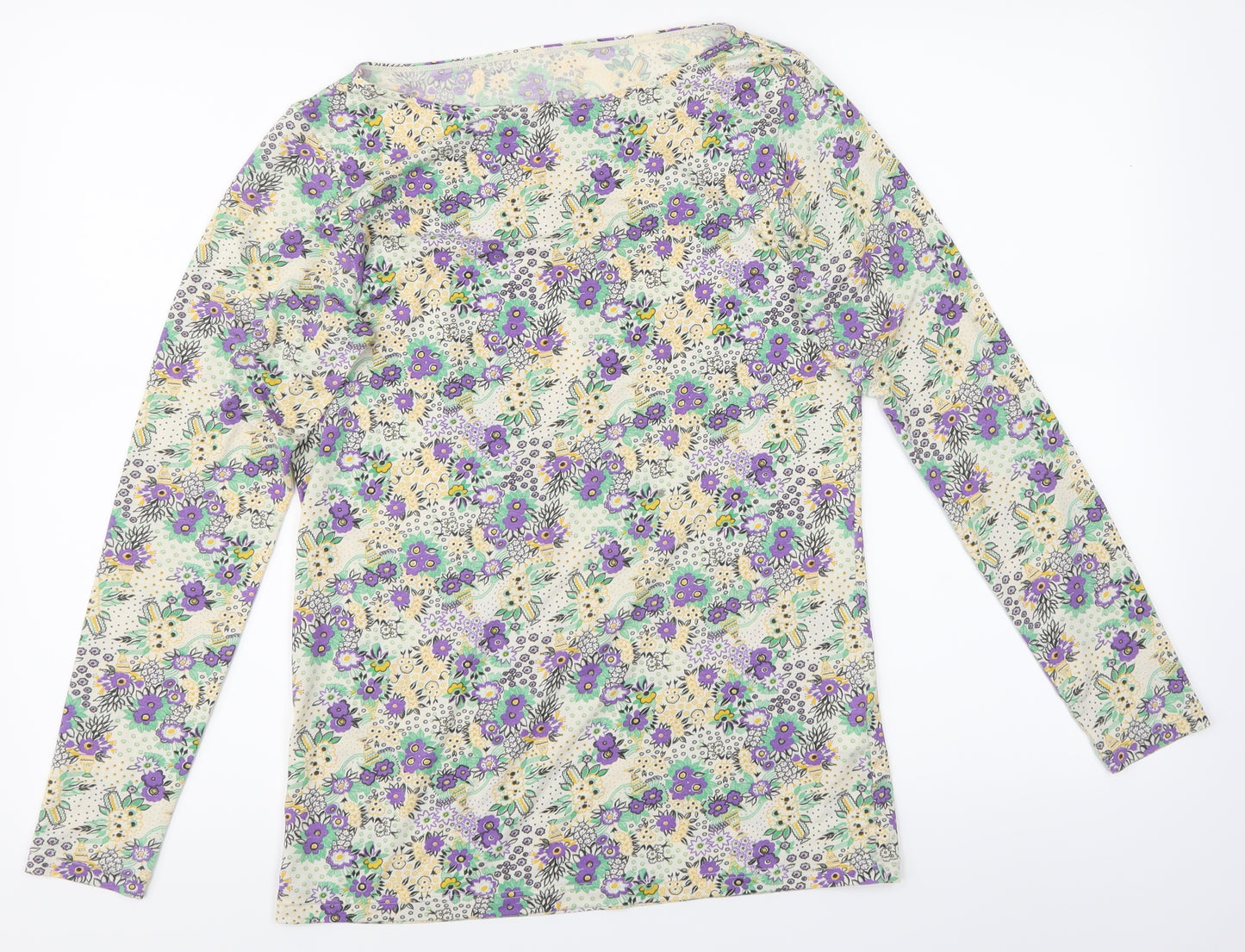 Heattech Womens White Floral  Basic T-Shirt Size M