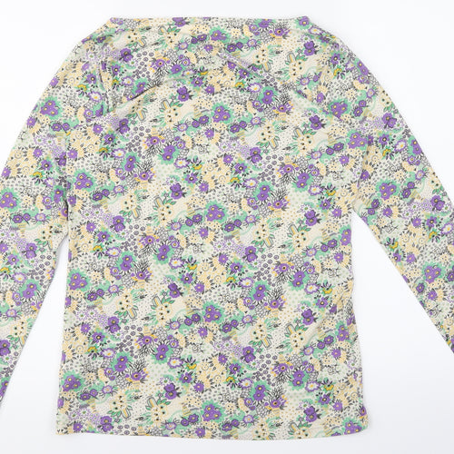 Heattech Womens White Floral  Basic T-Shirt Size M