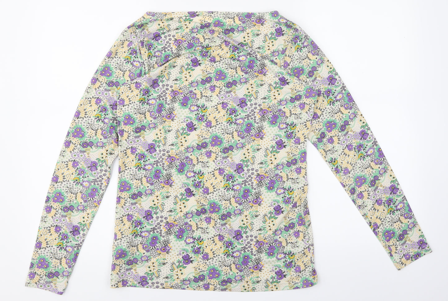 Heattech Womens White Floral  Basic T-Shirt Size M