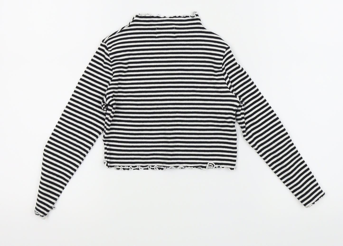 I love girls wear Girls White Striped  Basic T-Shirt Size 7 Years