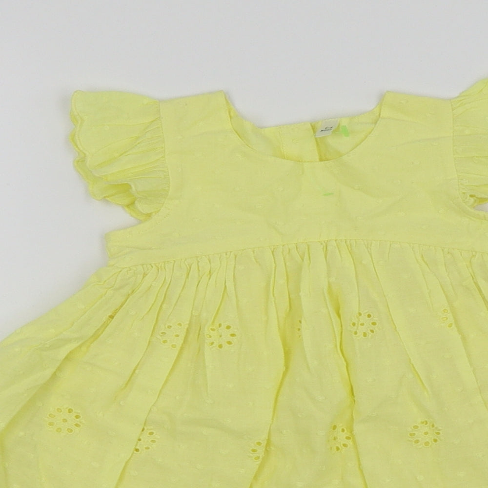 BHS Girls Yellow   Fit & Flare  Size 6-9 Months