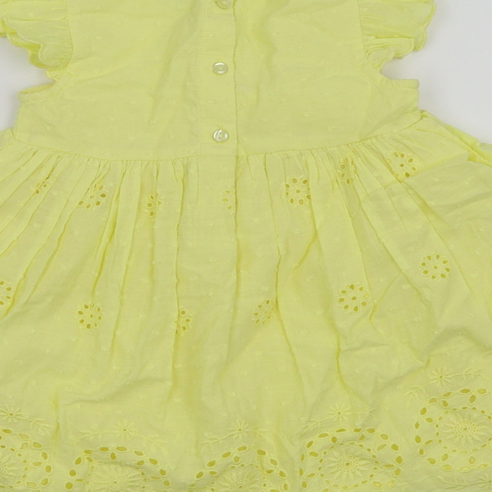 BHS Girls Yellow   Fit & Flare  Size 6-9 Months