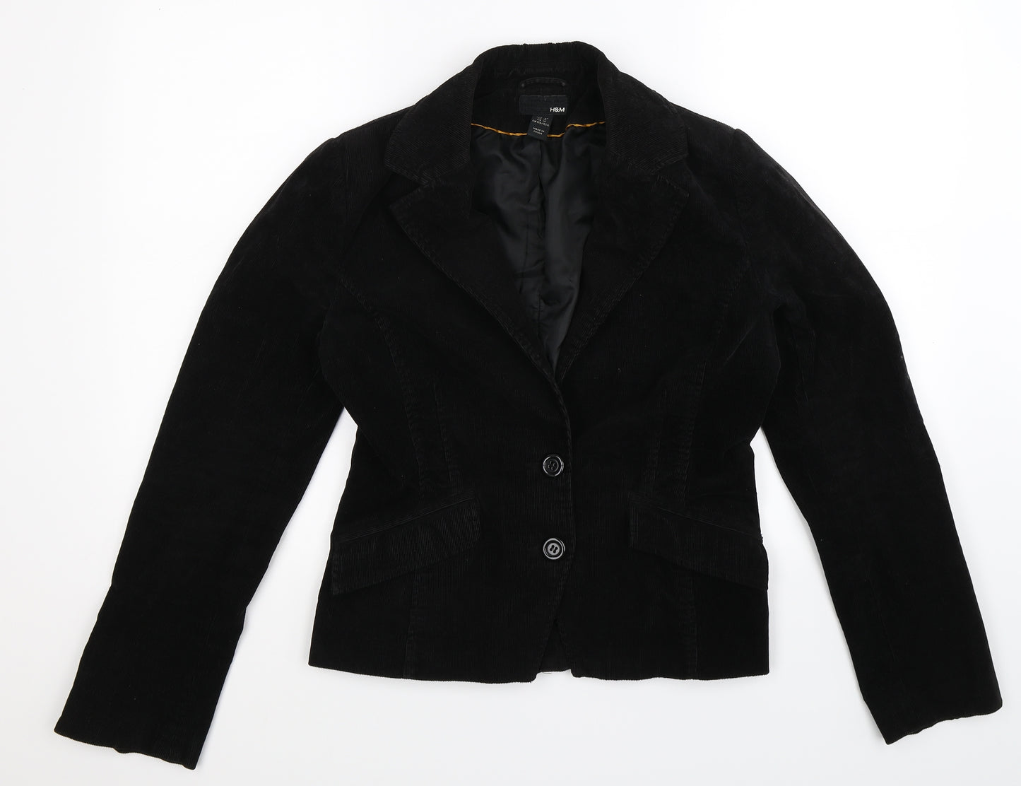 H&M Womens Black  Corduroy Jacket Blazer Size 14