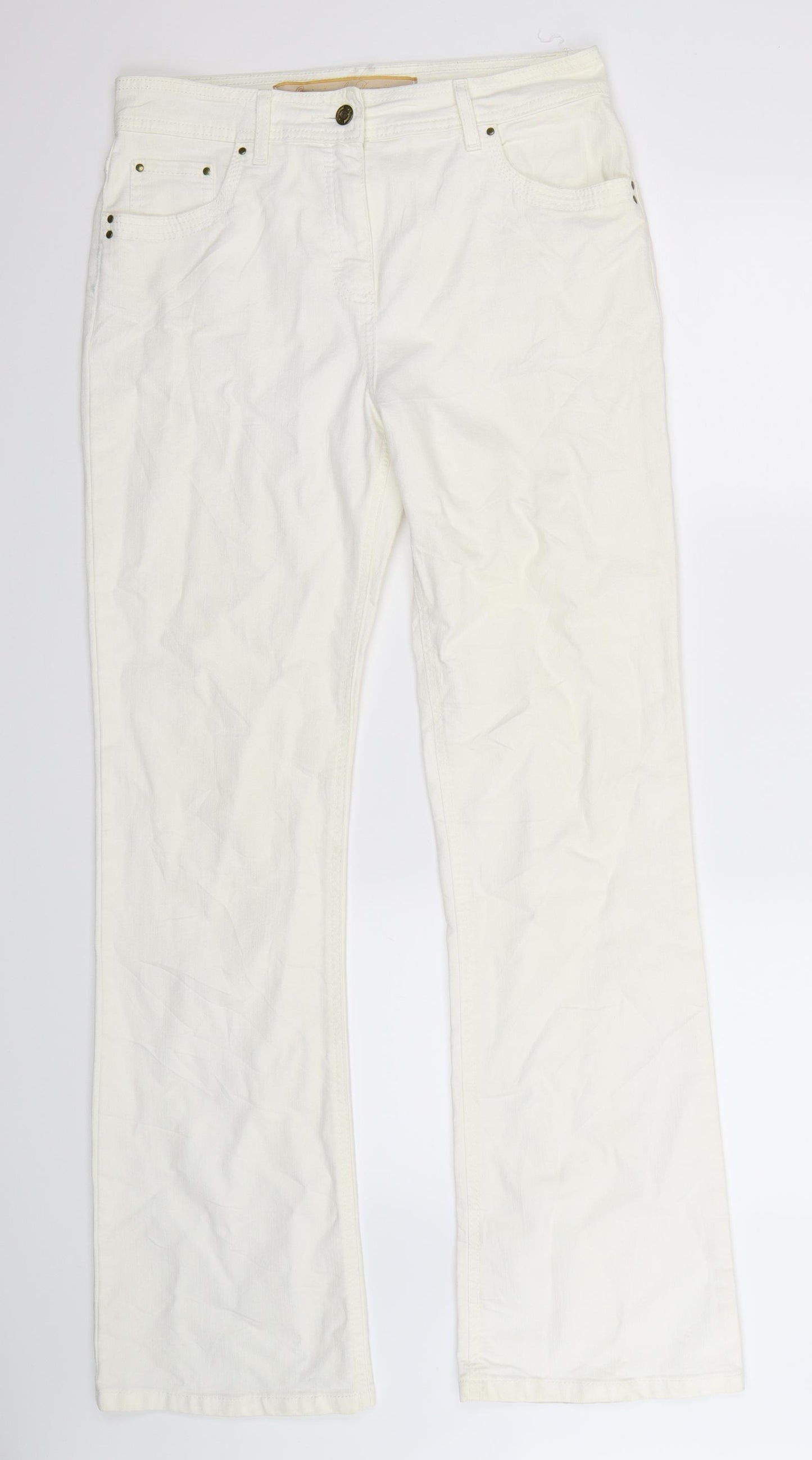 Marks and Spencer Womens White  Denim Bootcut Jeans Size 12 L32 in