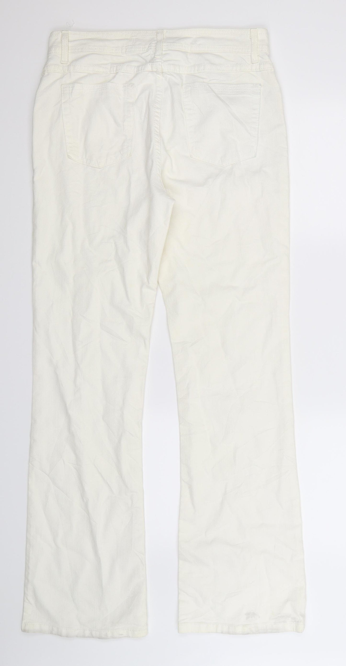 Marks and Spencer Womens White  Denim Bootcut Jeans Size 12 L32 in