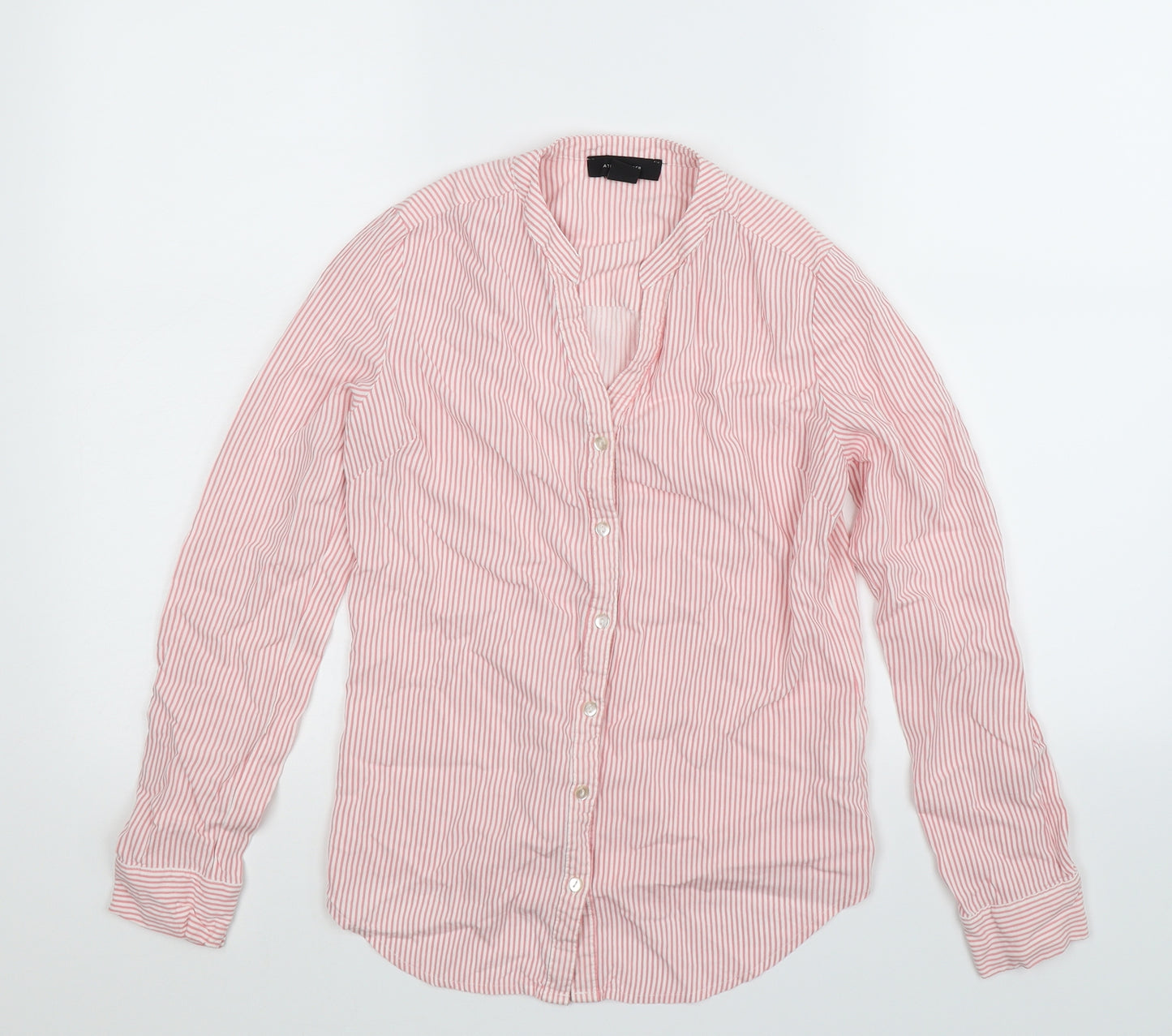 Atmosphere Womens Pink Striped  Basic Button-Up Size 8