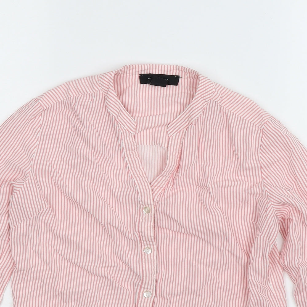 Atmosphere Womens Pink Striped  Basic Button-Up Size 8