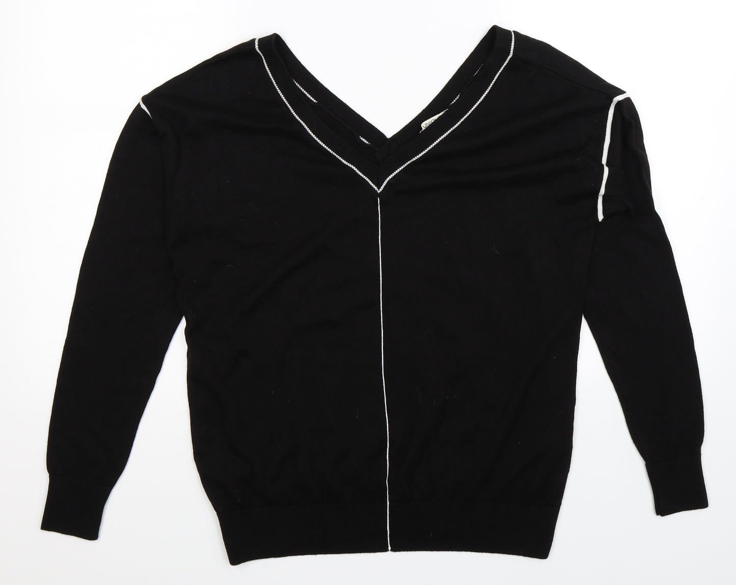 Unique Mode Womens Black  Knit Pullover Jumper Size S