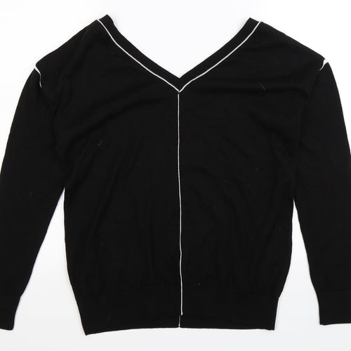 Unique Mode Womens Black  Knit Pullover Jumper Size S