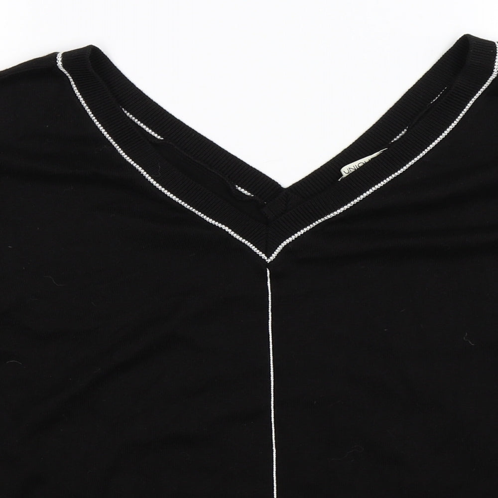 Unique Mode Womens Black  Knit Pullover Jumper Size S