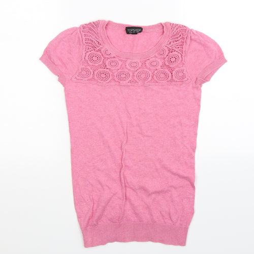 Topshop Womens Pink  Knit Pullover Jumper Size 6
