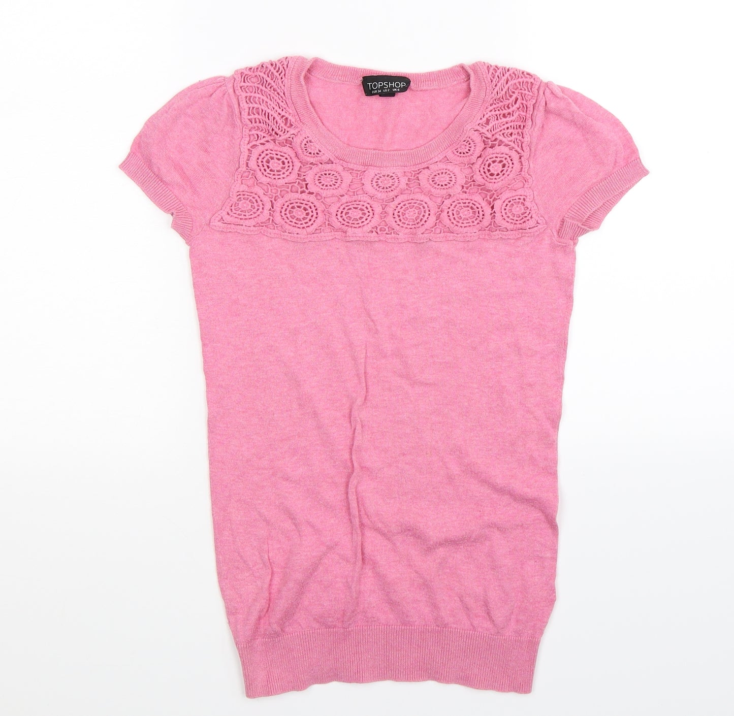 Topshop Womens Pink  Knit Pullover Jumper Size 6