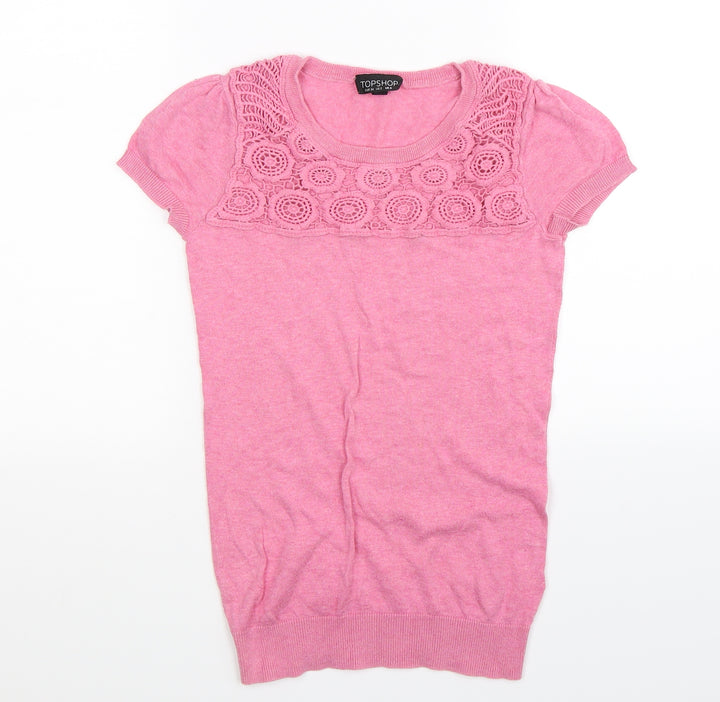 Topshop Womens Pink Knit Pullover Jumper Size 6