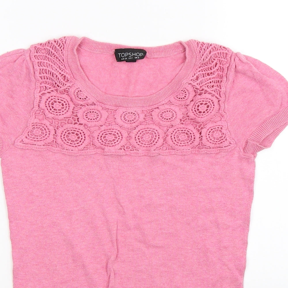 Topshop Womens Pink  Knit Pullover Jumper Size 6