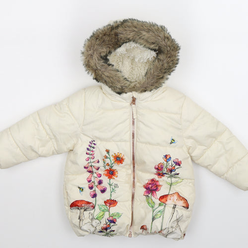 NEXT Baby Ivory Floral  Puffer Jacket Coat Size 12-18 Months