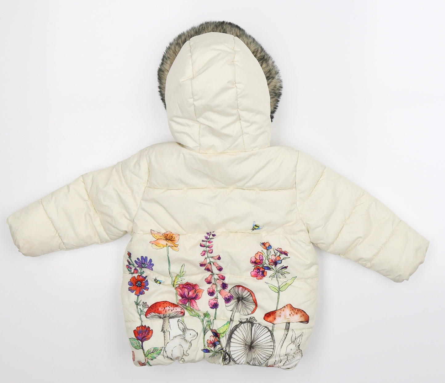 NEXT Baby Ivory Floral  Puffer Jacket Coat Size 12-18 Months