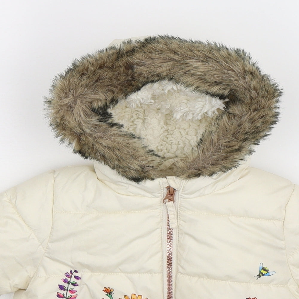 NEXT Baby Ivory Floral  Puffer Jacket Coat Size 12-18 Months