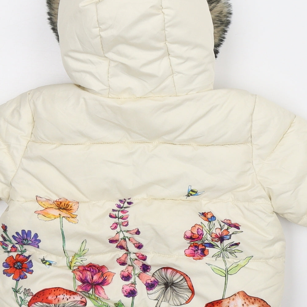 NEXT Baby Ivory Floral  Puffer Jacket Coat Size 12-18 Months
