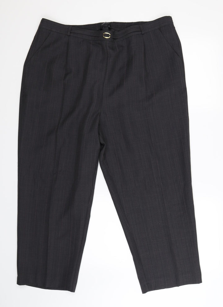 BM Womens Grey Striped Trousers Size 20 L26 in