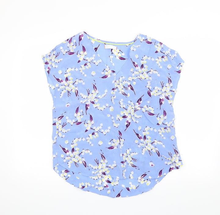 Per Una Womens Blue Floral Basic T-Shirt Size 10
