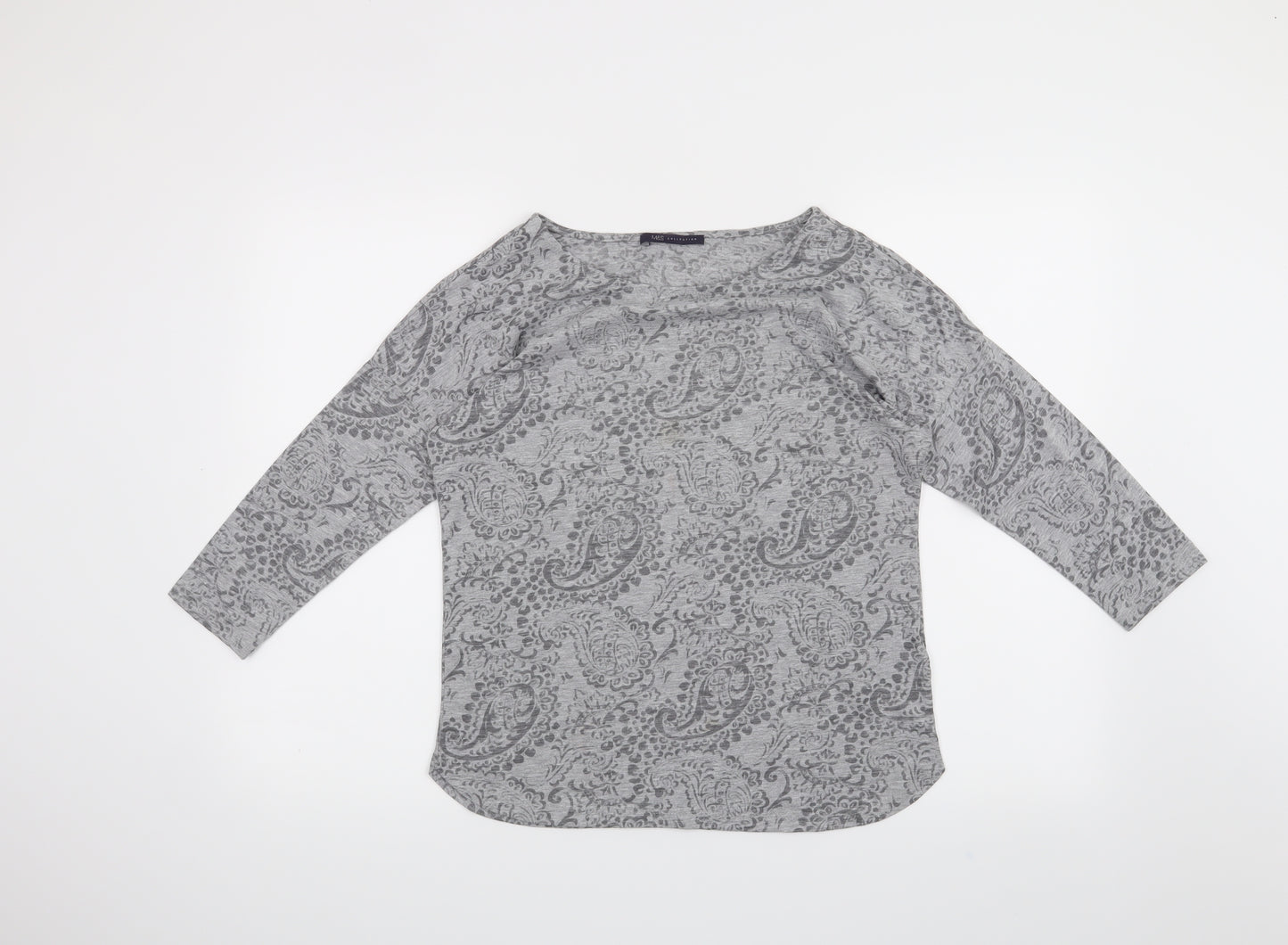 M&S Womens Grey Paisley  Basic T-Shirt Size 8