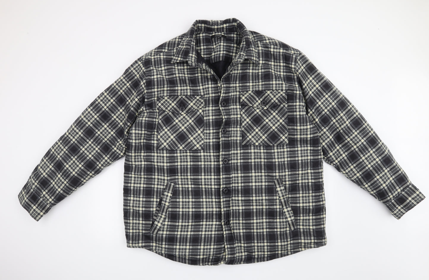 George Mens Black Check  Jacket Coat Size XL