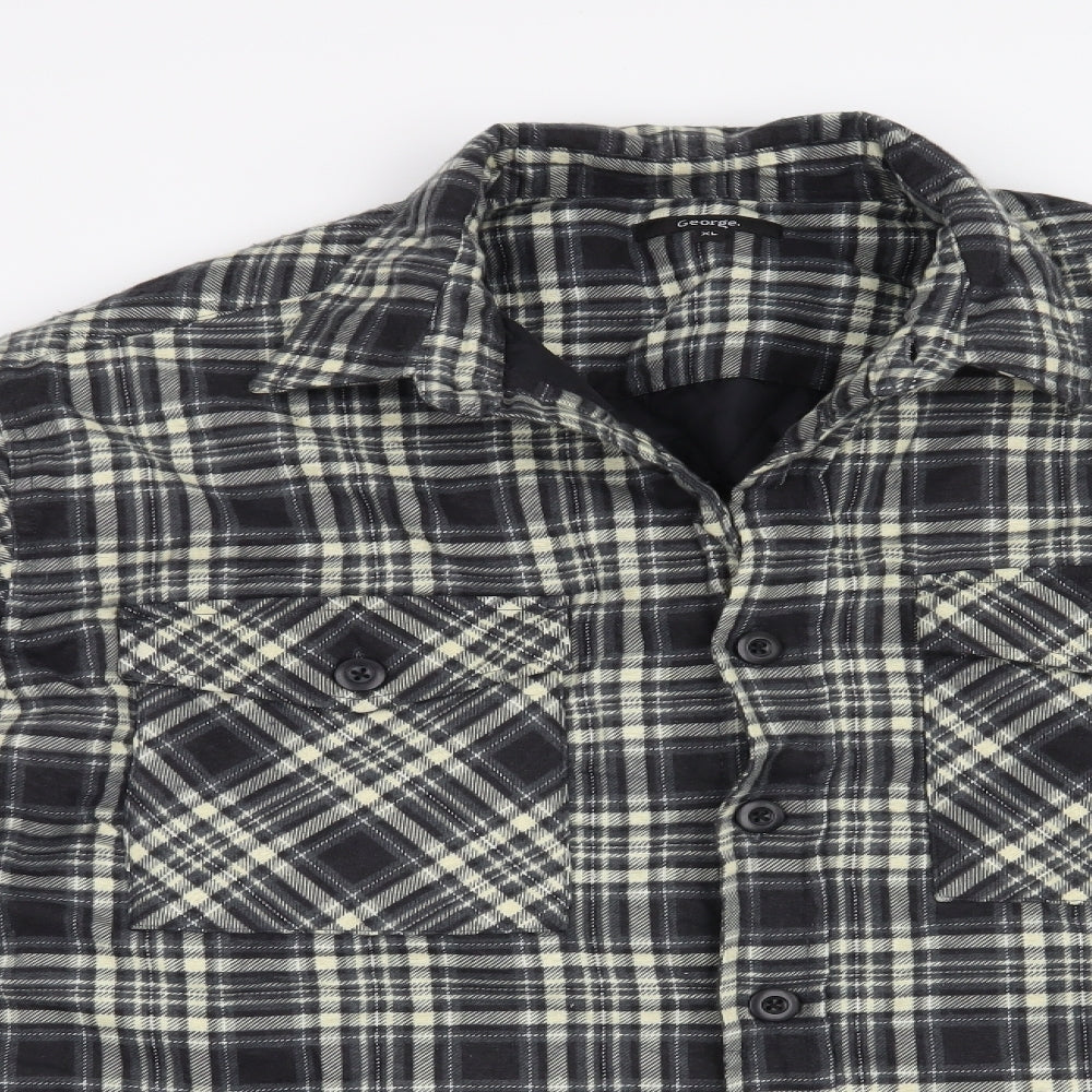 George Mens Black Check  Jacket Coat Size XL