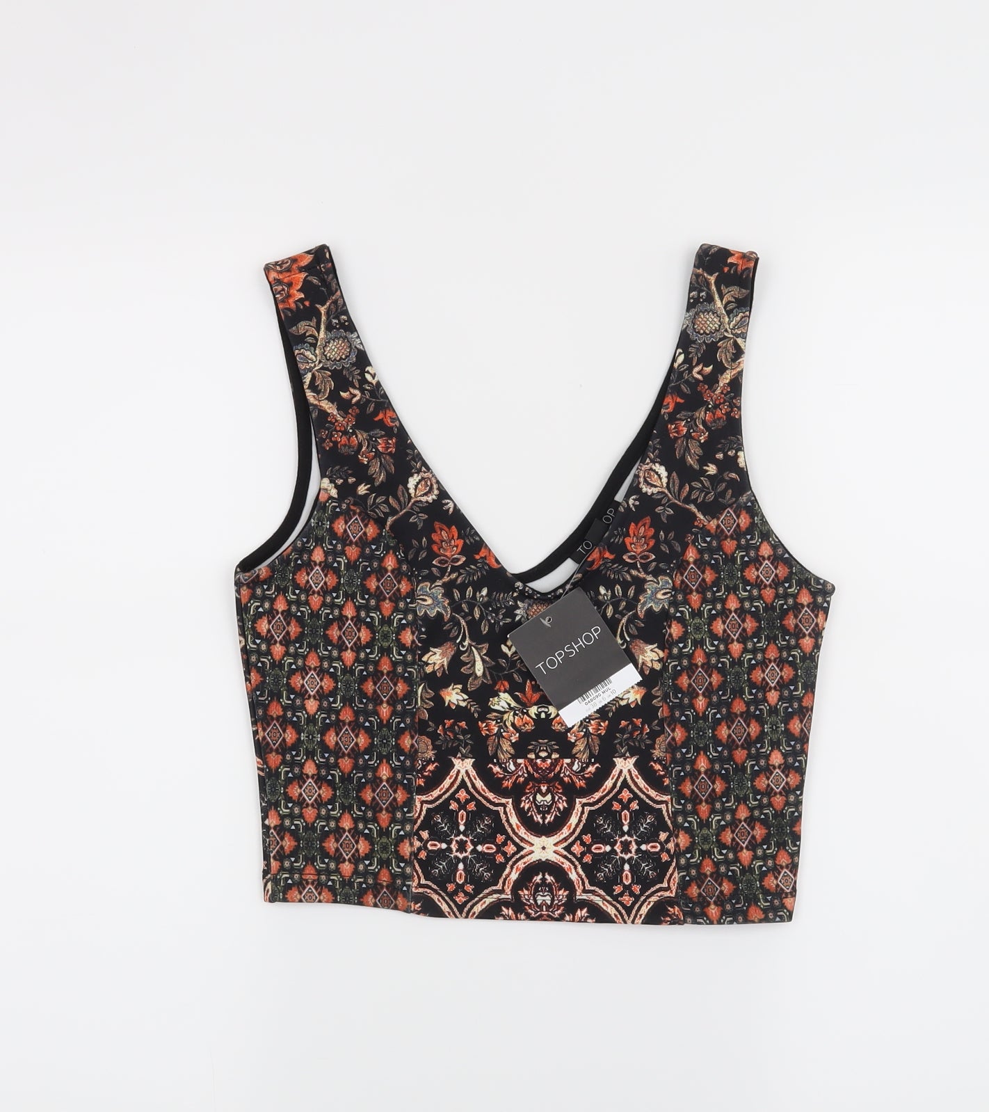 Topshop Womens Black Floral  Cropped Tank Size 10