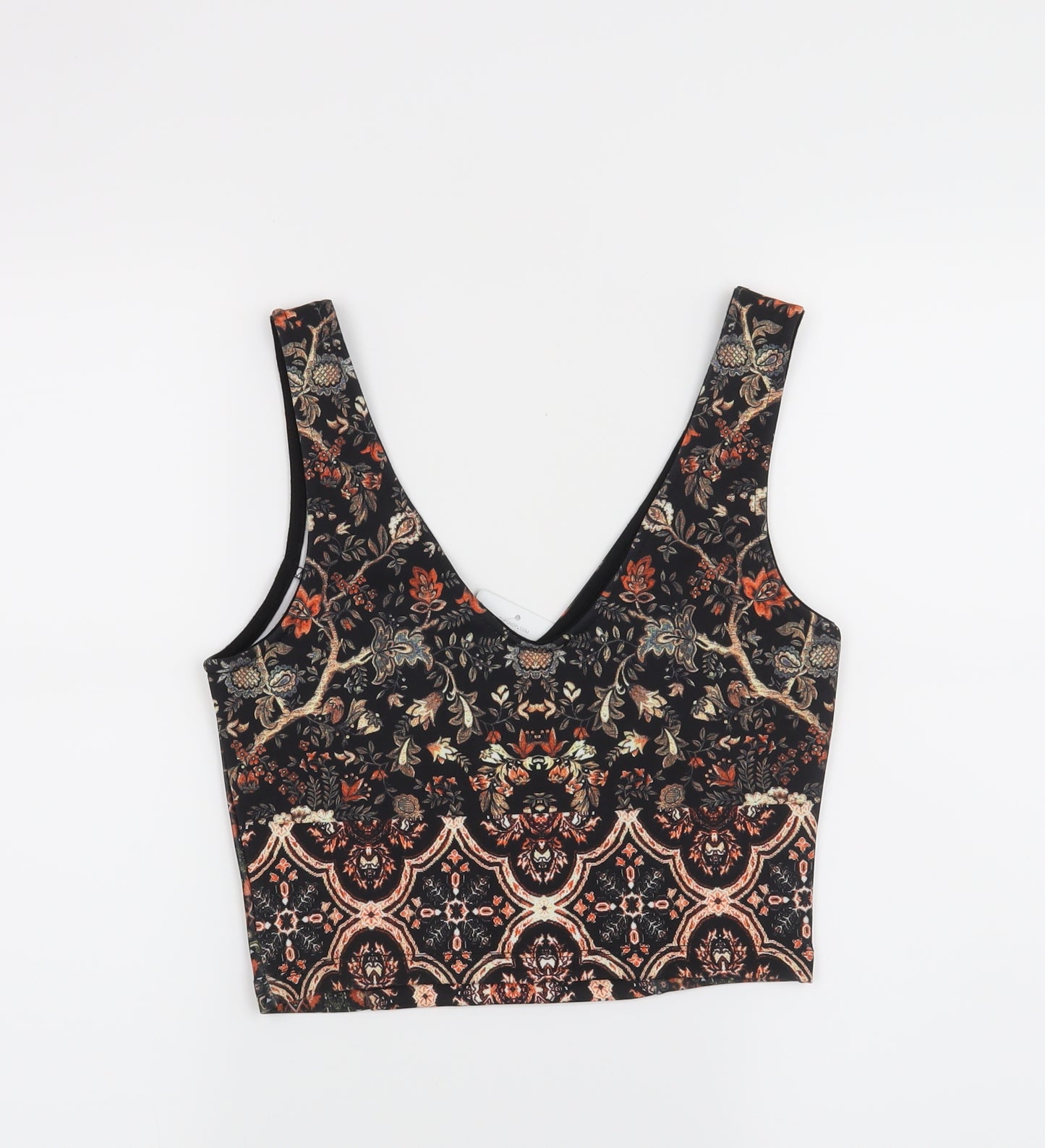 Topshop Womens Black Floral  Cropped Tank Size 10