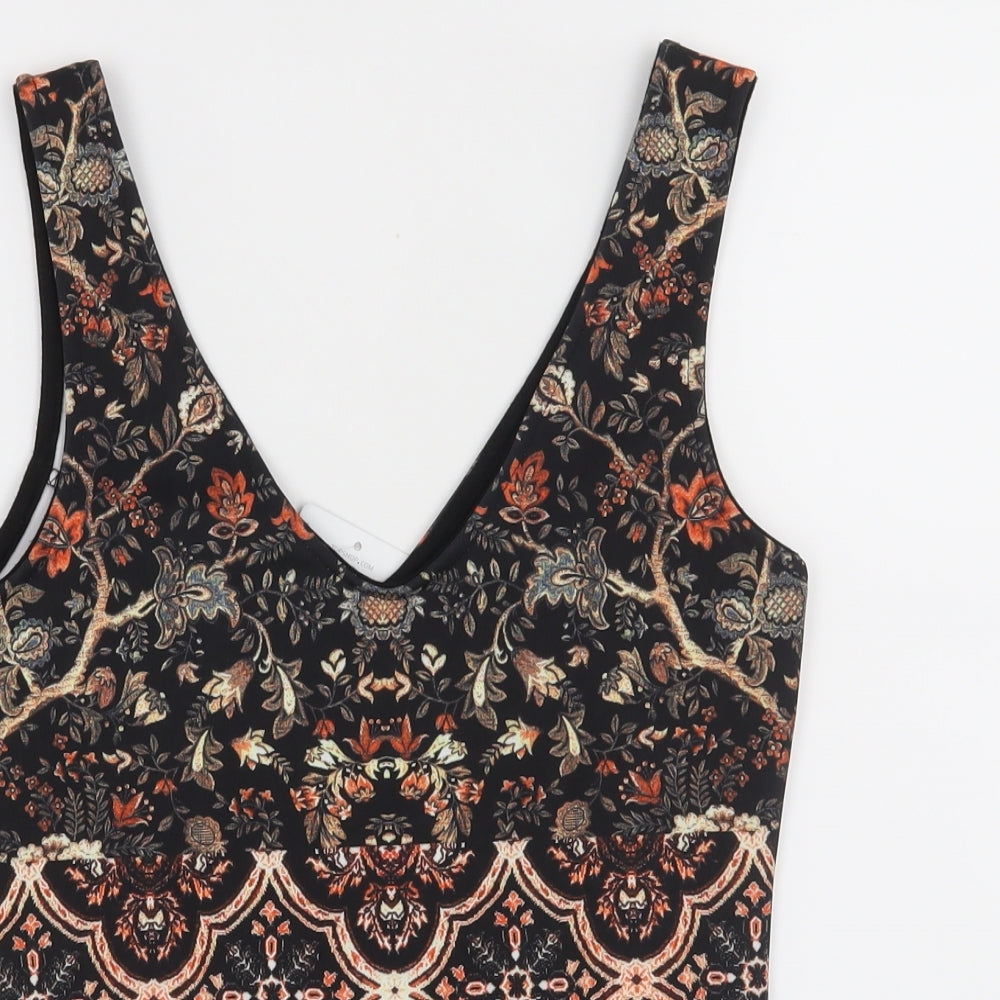 Topshop Womens Black Floral  Cropped Tank Size 10