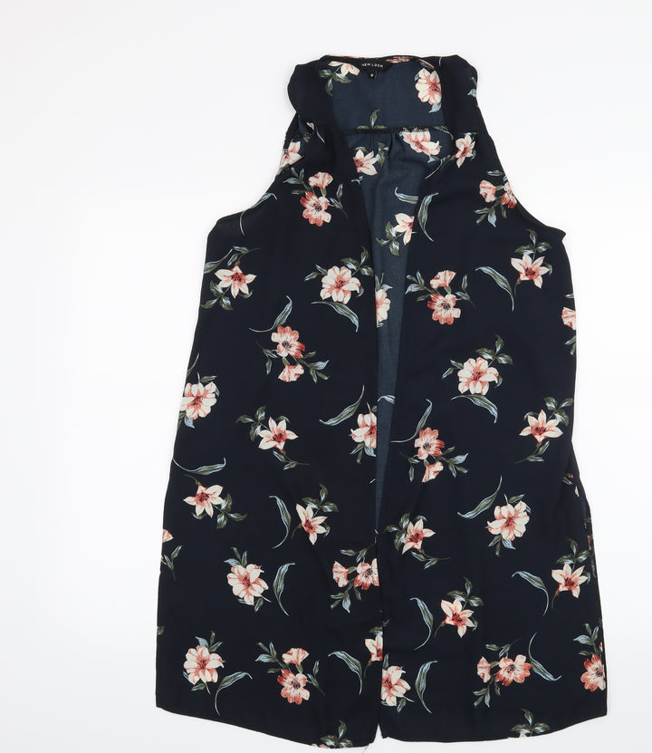 New Look Womens Blue Floral  Cardigan Jumper Size 8