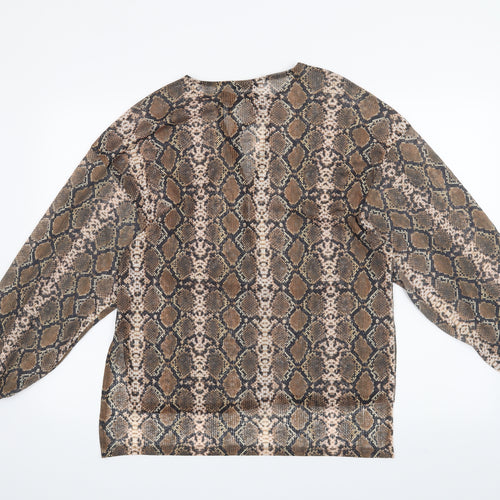 Pull & Bear Womens Brown Animal Print  Basic Blouse Size XS