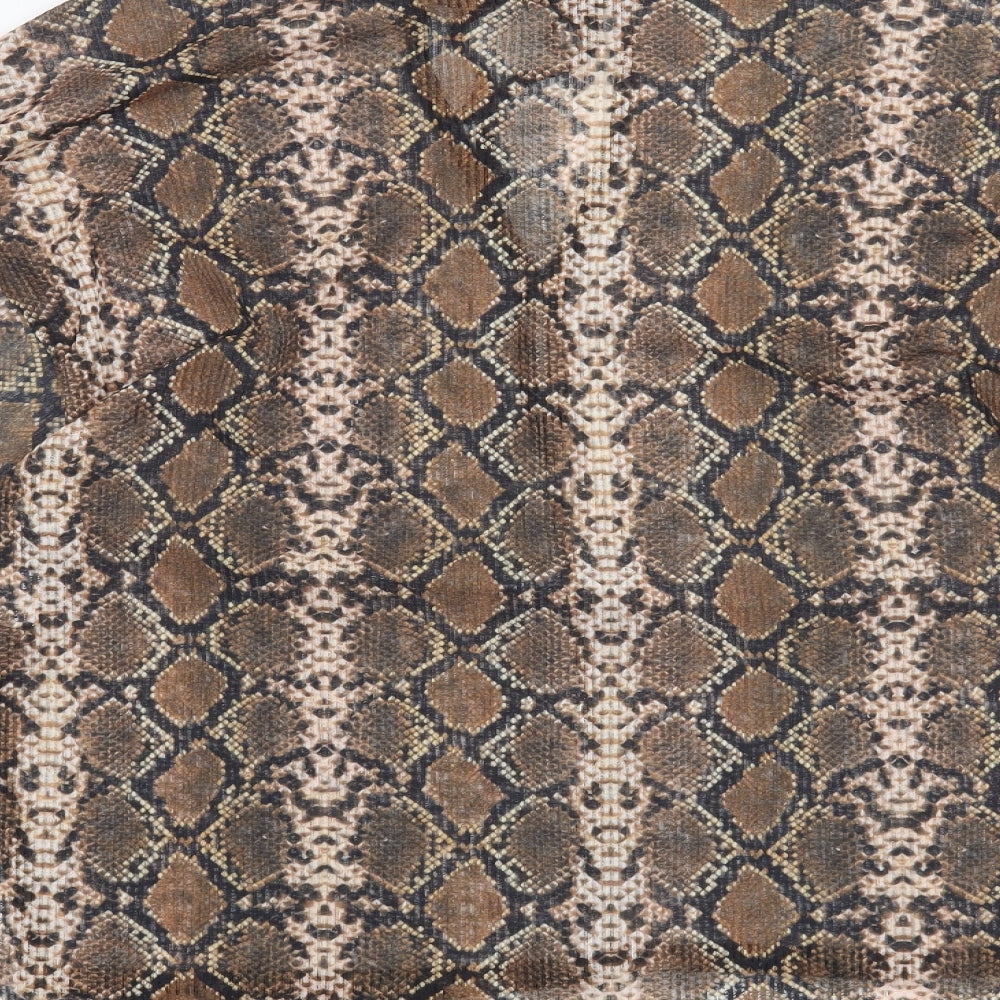 Pull & Bear Womens Brown Animal Print  Basic Blouse Size XS