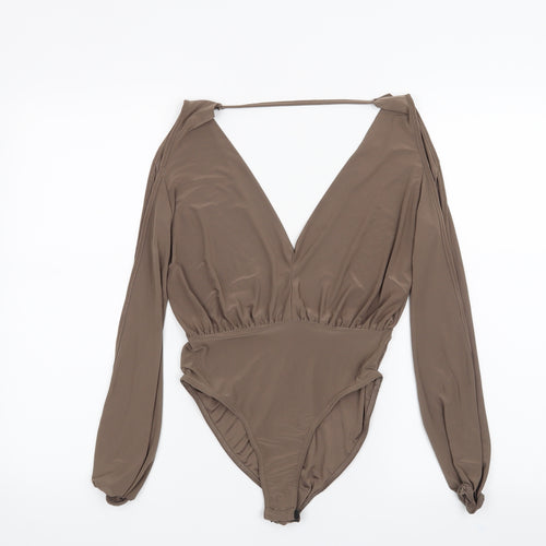 Missguided Womens Brown   Bodysuit One-Piece Size 8